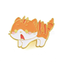 Halloween Theme Golden Alloy Brooches, Enamel Pins, Cat Shape, 25x35x1.5mm(JEWB-U002-06M)