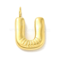 Ion Plating(IP) 304 Stainless Steel Pendants, Real 14K Gold Plated, Balloon Letter Charms, Puff Initial Charms, Letter U, 24x16x5mm, Hole: 4mm(X-STAS-K263-47G-U)
