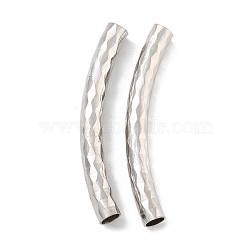 Brass Curved Tube Beads, Cadmium Free & Lead Free, Platinum, 34.5x4mm, Hole: 3mm(KK-B120-01D-P)