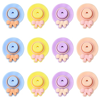 20Pcs 4 Colors Silicone Beads, Hat, Mixed Color, 32.5x27.5x11mm, Hole: 2mm, 5pcs/color