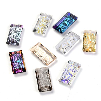 Embossed Glass Rhinestone Pendants, Rectangle, Faceted, Mixed Color, 20x10x5mm, Hole: 1.6mm
