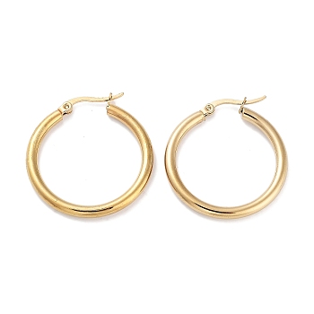 Ring 304 Stainless Steel Hoop Earrings for Women Men, Golden, 9 Gauge, 31x3mm, Pin: 0.6mm