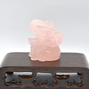 Natural Rose Quartz Carved Healing Elephant Figurines, Reiki Energy Stone Display Decorations, 40x35x50mm