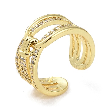 Brass with Cubic Zirconia ring, Long-Lasting Plated, Lead Free & Cadmium Free, Real 18K Gold Plated, Inner Diameter: 17mm