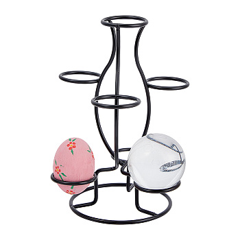 7-Slot Iron Easter Egg Display Stands, Metal Crystal Ball Sphere Display Rack for Home Decoration, Black, 15x13.5x20.3cm