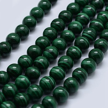 Natural Malachite Beads Strands, Grade AA, Round, 12mm, Hole: 0.8mm, about 33pcs/strand, 15.5 inch(39.5cm)