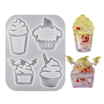 DIY Pendant Silicone Molds, Resin Casting Molds, White, Ice Cream, 128x100x9.5mm, Inner Diameter: 43~62.5x36~57mm