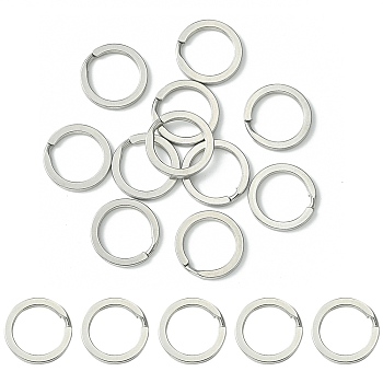 10Pcs 304 Stainless Steel Keychain Clasps, Split Key Rings, Stainless Steel Color, 20x2.5mm