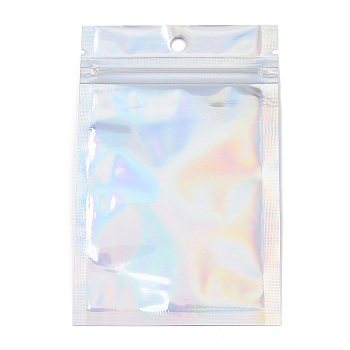 Rectangle Zip Lock Plastic Laser Bags, Resealable Bags, Clear, 12x7.5cm, Hole: 6mm, Unilateral Thickness: 2.3 Mil(0.06mm)