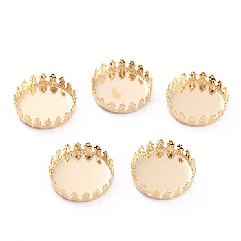 304 Stainless Steel Cabochon Settings, Lace Edge Bezel Cups, Flat Round, Golden, 16x4mm Tray: 15mm