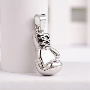 304 Stainless Steel Pendants, 3D Boxing Gloves Pendants, Antique Silver, 29x15x12mm, Hole: 5x8.5mm