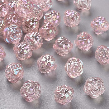 Transparent Acrylic Beads, AB Color, Flower, Pink, 11.5x11.5mm, Hole: 1.8mm, about 780pcs/500g