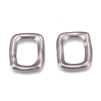 304 Stainless Steel Links Rings, Rectangle, Stainless Steel Color, 20x16x2mm