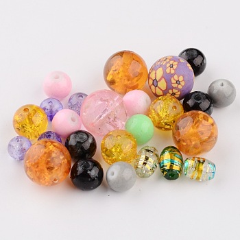 Mixed Shapes Glass Beads, Mixed Color, 4~8.5mm, Hole: 1mm