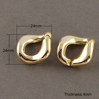 CCB Plastic Links, Ring, Twist, Golden, about 24mm long, 24mm wide, 4mm thick, about 78pcs/100g