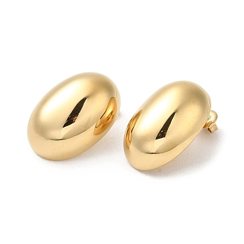 304 Stainless Steel Stud Earrings, Oval, Real 18K Gold Plated, 25.5x17.5mm