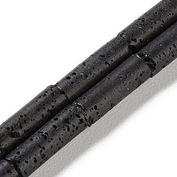 Synthetic Lava Rock Dyed Beads Strands, Column, Black, 13~14x4mm, Hole: 1mm, about 28pcs/strand, 15.08''(38.3cm)