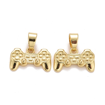 Rack Plating Real 18K Gold Plated Brass Pendants, with Jump Rings, Long-Lasting Plated, Lead Free & Cadmium Free, Game Controller/Gamepad, Golden, 10x16x3mm, Hole: 5.5x3mm