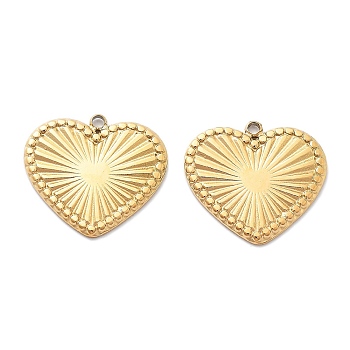 PVD Vacuum Plating 304 Stainless Steel Pendants, Heart Charm, Real 18K Gold Plated, 17.5x19x1.5mm, Hole: 1.5mm