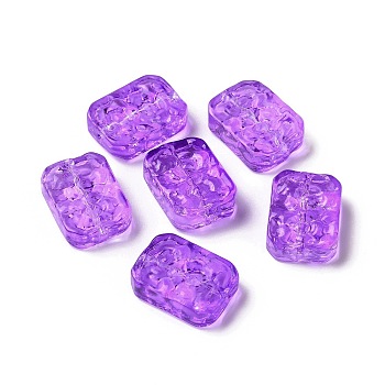 Transparent Spray Painted Glass Beads, Rectangle, Blue Violet, 18x13x5.5mm, Hole: 1.4mm