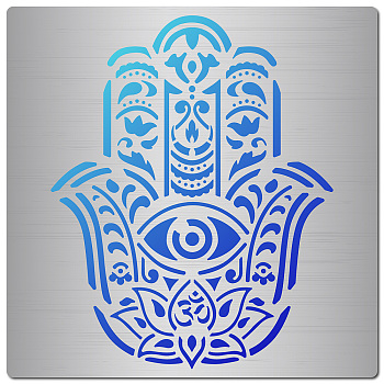 Stainless Steel Cutting Dies Stencils, for DIY Scrapbooking/Photo Album, Decorative Embossing DIY Paper Card, Matte Stainless Steel Color, Hamsa Hand Pattern, 16x16cm