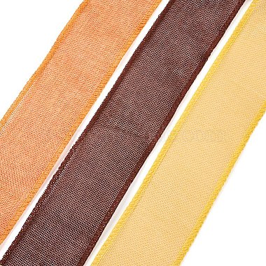Yilisi 3 rouleaux 3 couleurs ruban d'emballage imitation lin polyester(OCOR-YS0001-02B)-3