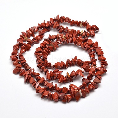 Нити из бисера натуральный красный яшма чип(G-M205-27)-2