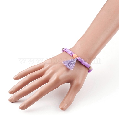 Polymer Clay Heishi Beads Stretch Charm Bracelets(BJEW-JB05912)-6