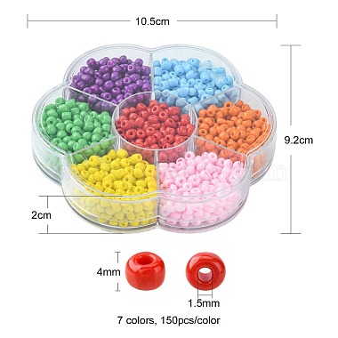 1050Pcs 7 Color 6/0 Opaque Colours Glass Seed Beads(SEED-CJ0001-19)-2