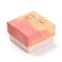 Two Tone Cardboard Jewelry Packaging Boxes, with Sponge Inside, for Rings, Earrings, Square, Tomato & Orange, Word, 5.1x5.1x3.3cm