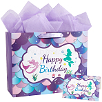 1 Set Paper Tote Bags with Handles, Rectangle Heavy Duty Storage Shopping Bags, Birthday Gift Bags, Lavender, 33x12x26cm(CARB-SP0001-01D)