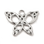 Non-Tarnish 201 Stainless Steel Pendants, Butterfly, Stainless Steel Color, 15.5x20x1.5mm, Hole: 2.5mm(STAS-P312-11P)