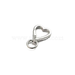 Zinc Alloy Swivel Snap Hook Clasps, Heart, Platinum, 40~42x26mm, Hole: 11mm(PW-WG2B046-03-1)