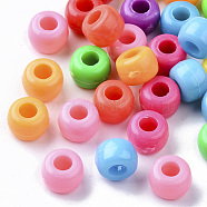 Opaque Polystyrene(PS) Plastic Beads, Column, Mixed Color, 8.5x6mm, Hole: 3.5mm, about 2000pcs/500g(KY-I004-03A)