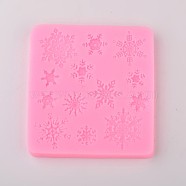Snowflake Shape DIY Food Grade Silicone Molds, Fondant Molds, For DIY Cake Decoration, Chocolate, Candy, UV Resin & Epoxy Resin Jewelry Making, Random Single Color or Random Mixed Color, 85x93x8mm, Inner Size: 13~29x13~29mm(AJEW-L054-90)