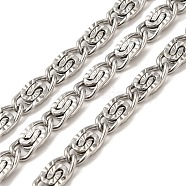 304 Stainless Steel Lumachina Chains, Unwelded, with Spool, Stainless Steel Color, 11x5x1.7mm(CHS-C013-02C-P)