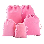 5 Style Rectangle Velvet Pouches, Candy Gift Bags Christmas Party Wedding Favors Bags, Pink, 40pcs/bag(TP-LS0001-01A)