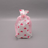 Plastic Pouches, Ribbon Drawstring Bags, Rectangle with Heart Pattern, Pink, 23x15x0.08cm(ABAG-TAC0006-03)