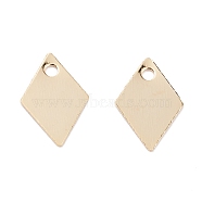 Brass Charms, Long-Lasting Plated, Rhombus, Real 24K Gold Plated, 9x6x0.2mm, Hole: 1mm(KK-K253-02G)