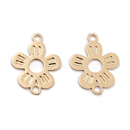 Long-Lasting Plated Brass Links Connector Charms, Hollow Flower, Light Gold, 13.5x10.5x0.3mm, Hole: 1.2mm(KK-K336-43KCG)