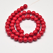 Natural Mashan Jade Beads Strands, Dyed, Round, Red, 8mm, Hole: 1mm, about 50pcs/strand, 16 inch(X-G-H1626-8MM-33)