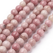Natural Rhodonite Beads Strands, Grade A, Round, 8mm, hole: 1mm, 16 inch, about 47pcs/strand(X-G-G099-8mm-33)