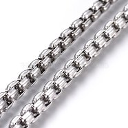 304 Stainless Steel Box Chains, Unwelded, Stainless Steel Color, 5mm, Link: 5x4x3mm(STAS-P219-19-A)
