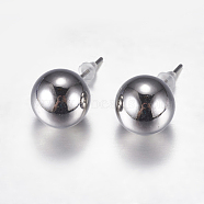CCB Plastic Stud Earrings, with Iron Findings and Plastic Ear Nuts, Round, Platinum, 23x12mm, Pin: 0.8mm(EJEW-F129-12mm-P)
