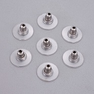 304 Stainless Steel Ear Nuts, Bullet Clutch Earring Backs with Pad, for Droopy Ears, with Plastic, Stainless Steel Color, 11.5x6mm, Hole: 0.7mm(X-STAS-P227-31P)