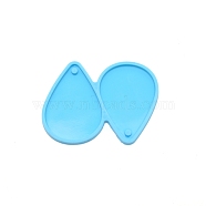 Teardrop DIY Pendant Silicone Molds, for Earring Making, Resin Casting Molds, For UV Resin, Epoxy Resin Jewelry Making, Deep Sky Blue, 55x73x4mm, Hole: 4mm, Inner Diameter: 51x35.5mm(DIY-WH0301-95A)