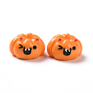 Halloween Opaque Resin Cabochons, 3D Pumpkin Jack-O'-Lantern, Dark Orange, 19x27.5x26.5mm(RESI-D063-15A)
