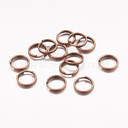 Iron Split Rings, Double Loops Jump Rings, Cadmium Free & Nickel Free & Lead Free, Red Copper, 7x1.4mm, about 6.3mm inner diameter, about 12000pcs/1000g(JRDR7mm-NF)