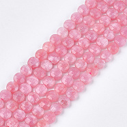Natural Rhodochrosite Beads Strands, Faceted, Dyed, Flat Round, 6~6.5x3.5mm, Hole: 0.8mm, about 59~60pcs/strand, 14.9 inch~15.1 inch(G-S354-22)