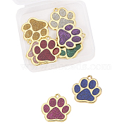 Alloy Enamel Pendants, with Iron Ring, Lead Free & Cadmium Free, Dog Paw Prints, Golden, Mixed Color, 29.5x29.5x1.7mm, Hole: 3mm, 8 colors, 1set/color, 8set/box(PALLOY-CJ0001-66-RS)